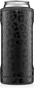 BrüMate Hopsulator Slim Can Cooler Insulated for 12oz Slim Cans | Skinny Can Insulated Stainless Steel Drink Holder for Hard Seltzer, Beer, Soda, and Energy Drinks (Onyx Leopard)