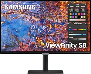 Samsung ViewFinity S8UP Business-Monitor 32 Zoll, IPS-Panel, 4K UHD-Auflösung, 98% DCI-P3-Farbraumabdeckung für Grafikdesign, Bildwiederholrate 60 Hz, 5 ms, USB-C mit 90 W Laden, Pivot