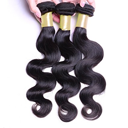 Oriental Show 8~30 inches 6A Brazilian Body Wave, Pack of 3(Mixed Length), 100% Unprocessed Virgin Human Hair, 300g Total(100g Each), Natural Color (16 18 20)
