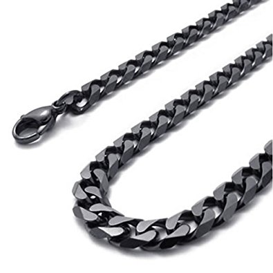 Konov Jewelry Mens Stainless Steel Necklace Twist Chain, Color Black, Width 8mm, with Gift Bag, C21136