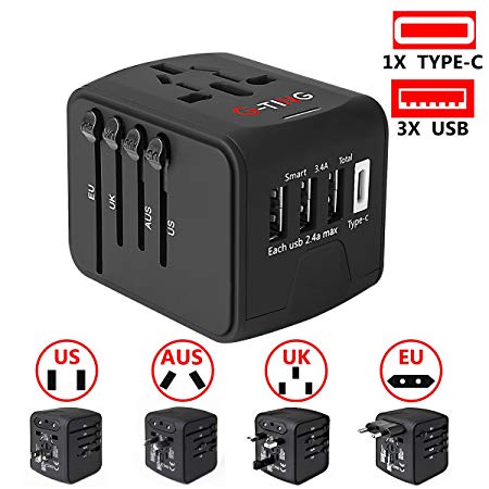 International Power Adapter, European Adapter, G-TING Universal Travel Charger Adapter Plug for UK/EU/US/AU about 150 Countries, Worldwide Wall Charger AC Socket