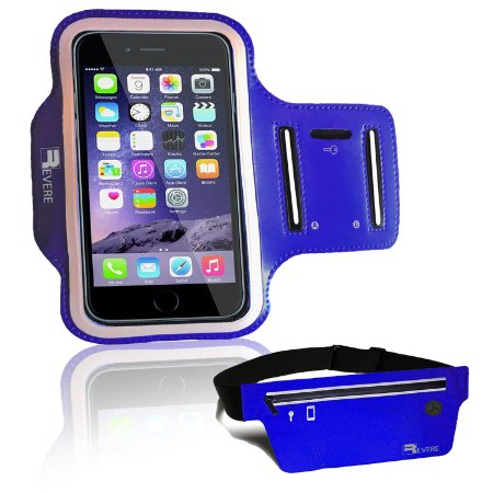 Revere Sport Armband   Running Belt (2 Item Bundle) for iPhone 6/5/4 Samsung S7/S6/S5. Professional Sweat Resistant - Night Reflective - No Bounce Exercise Set