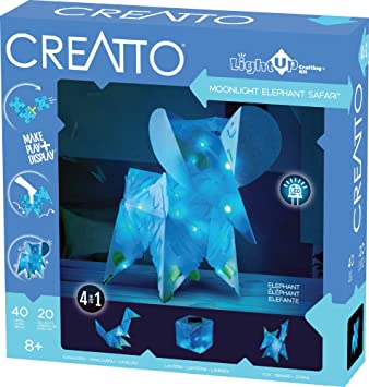Thames & Kosmos Creatto Moonlight Elephant Safari | Light-Up Crafting Kit from | Make Your Own Illuminated 3D Crafts, Décor & Lamp | Elephant, Fox, Kangaroo & Lantern | DIY Activity Kit & LED Lights