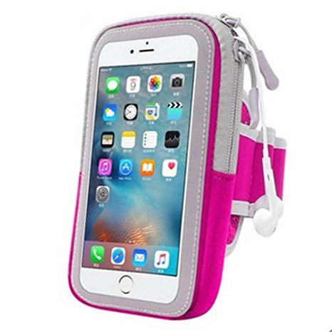 iPhone 6 6S Plus Sports Armband,Yomole Outdoor Running CellPhone Sweatproof Case with Key Holder and Card Pouch for iphone 6 6s Plus 5s 5c se Samsung Galaxy Note 5 4 3 Edge S4 S5 S6 S7(Rose, 5.5inch)