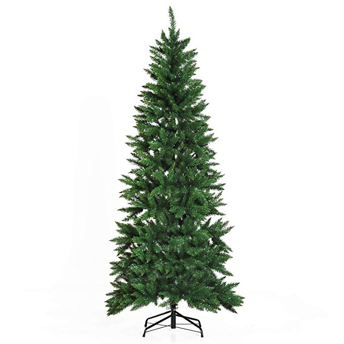 HOMCOM 7’ PVC Hinged Unlit Artificial Christmas Tree - Green