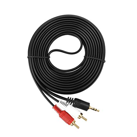 Cewaal 4.5M 2x RCA Phono to Stereo 3.5mm Male Mini Jack Plug Audio Aux Video Cable