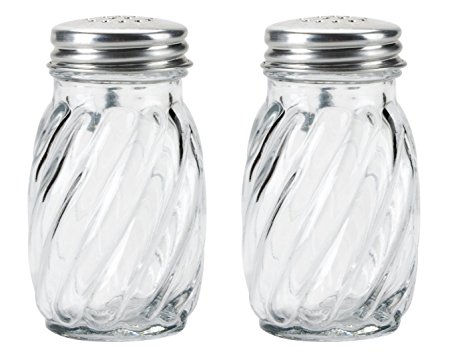 Kangaroo's Glass Swirl Salt & Pepper Shaker with Lids, 3¼ oz. (Set of 2)