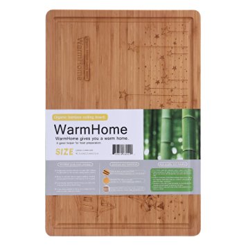 Warmhome Healthiest Large Strong Thick Bamboo Cutting Board: 18inx12.8inx1in with Drip Juice Grooves (18inx12.8inx1in)