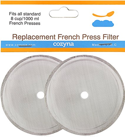 Cozyna Universal Replacement French Press Filter Mesh Screen - Set of 2 - For 8 Cup (1000 ml) French Press - Design Fits All Major Brands Such As Bodum, Frieling and Other