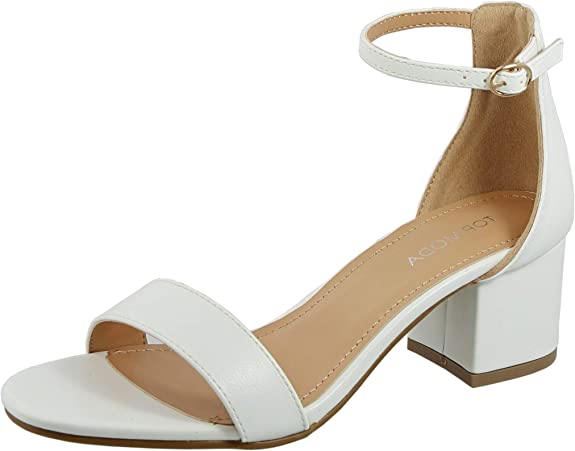 TOP Moda Over The Toe Strap Ankle Wrap Strap 2" Block Heel Open Toe Dress Sandal