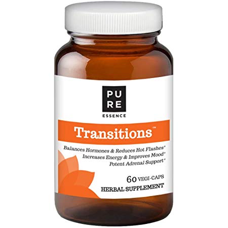 Transitions by Pure Essence Labs - Natural Menopause Relief Supplement - Promotes Hormone Balance, Reduces Hot Flashes, Mood Swings, Night Sweats - 60 Capsules