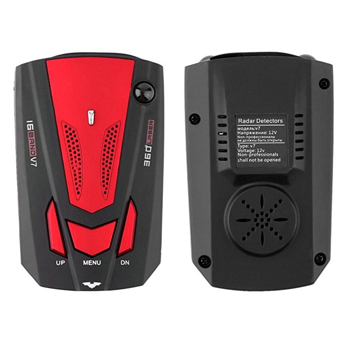 E-Bro 16 Band Radar Detector, Voice Alert and Car Speed Alarm System with 360 Degree Detection, City/Highway Mode Radar Detectors for Cars Red