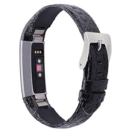 iGK Leather Replacemnt Bands Compatible for Fitbit Alta and Fitbit Alta HR, Genuine Leather Wristbands with Stainless Steel Buckle