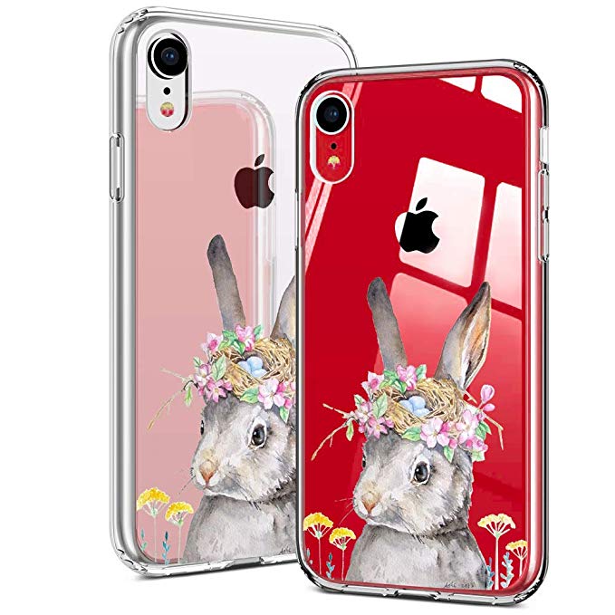 idocolors Clear Cute Rabbit Case for iPhone 6s / 6 Ultra Slim Soft TPU Cover Flexible Bumper Protective Kawaii Cartoon Animal Phonecase Anti-Scratch-Corolla Rabbite