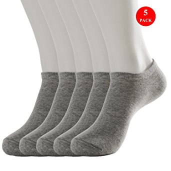 No Show Socks For Men 5 Packs - Cotton Heel Non Slip Low Cut Boat Socks