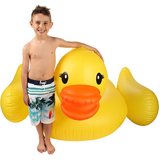Inflatable Duck Float & Pool Raft - HUGE 80" Rubber Duck Pool Float Inflatables for Adults & Kids – Perfect Pool Toy for the Beach - Floats with Durable Yellow Vinyl Guaranteed Floatie Fun on Water