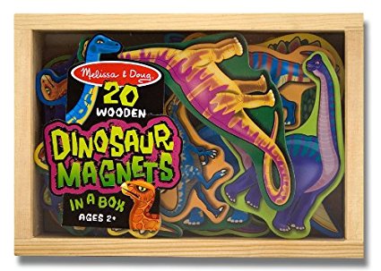 Melissa & Doug Magnetic Wooden Dinosaurs in a Wooden Storage Box (20 pcs)