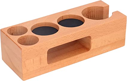 Wood Coffee Filter Tamper Holder, Coffee Tamper Holder Wooden Espresso Tamper Mat Stand Tamper Station Wooden Base for 51‑54mm Coffee Machine Handle Bracket