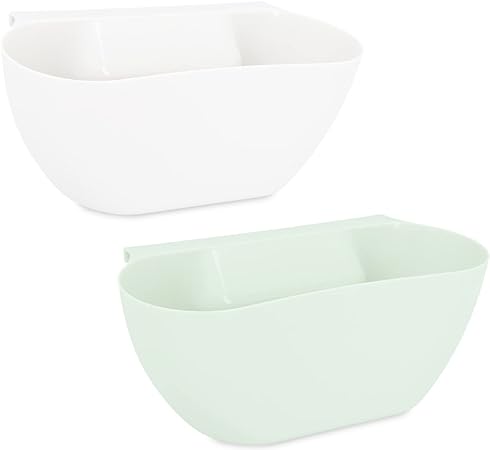 Navaris Hanging Kitchen Waste Bins - Over-Cabinet Garbage Bowl Holder Trash Containers for Collecting Food Scraps and Compost from Counter - Set of 2