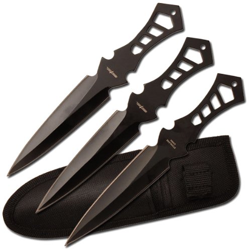 Perfect Point TK-017-3 Series Throwing Knife Set with Three Knives, Steel Handles, 7-1/2-Inch Overall