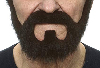 Mustaches Self Adhesive, Novelty, On Bail Fake Beard, False Facial Hair, Costume Accessory for Adults, Brown Color