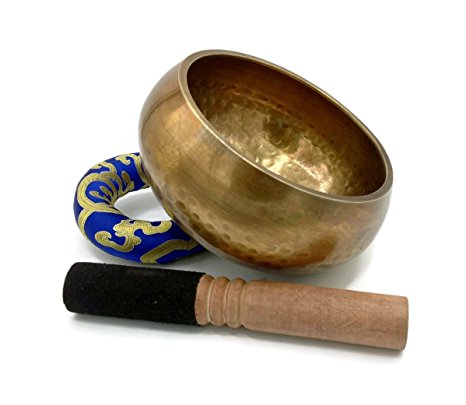 5.25 Inches Meditation Grade Hand Hammered Tibetan Singing Bowl. 100% Authentic Handmade with Seven Metals by Healing Lama