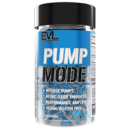 Evlution Nutrition Pump Mode Nitric Oxide Booster to Support Intense Pumps, Performance and Vascularity (Capsules, 20 Servings)