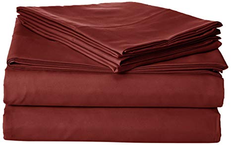 Home Basics Ultra Soft Brushed 6 Piece Microfiber 90GSM Sheet Set - Hypoallergenic, Queen, Burgundy