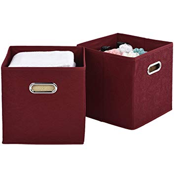 VCCUCINE Foldable Fabric Drawer Storage Bins Closet Organizer,Cubeicals Organizers[2 Pack, Claret-Red]