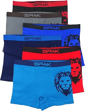 ToBeInStyle Men's Pack of 6 Seamless Boxer Briefs in Solid and Stripe Designs