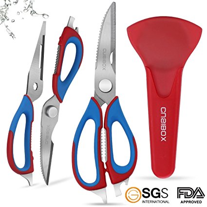 Kitchen Shears, CUSIBOX Multifunction Come-Apart Kitchen Shears, 8-in-1 Heavy Duty Kitchen Scissors with Magnetic Holder for Chicken, Fish, Meat, Herbs