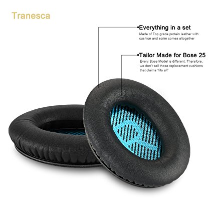 Tranesca Replacement Earpad kit for Bose QC25 (Black)