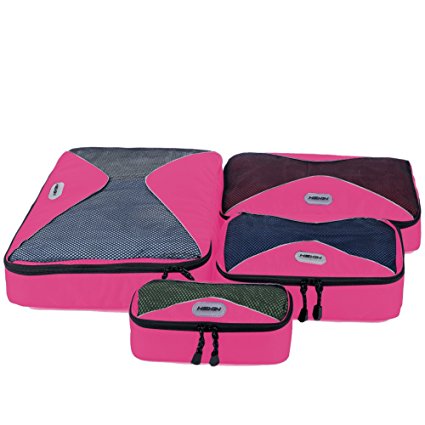 HEXIN Durable 4 Pcs Luggage Travel Packing Cube Bags for Carry-on Luggage Accessories