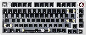 EPOMAKER x LEOBOG Hi75 Aluminum Alloy Wired Mechanical Keyboard Barebones Kit, Programmable Gasket-Mounted Gaming Keyboard Kit, Hot Swappable, with Mode-Switching Knob, NKRO for Win/Mac (White)