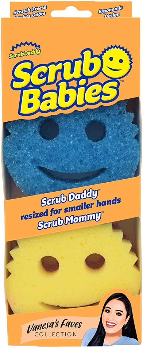 Scrub Daddy Sponge Set - Vanesa Amaro Scrub Babies - Sponges Designed for Smaller Hands, Temperature Controlled, Odor Resistant, Scratch Free Sponges 2 ct