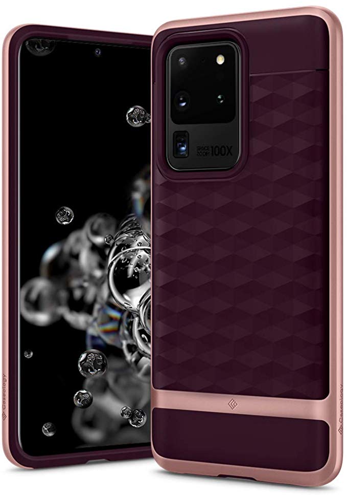 Caseology Parallax for Samsung Galaxy S20 Ultra Case (2020) - 3D Pattern and Design - Burgundy