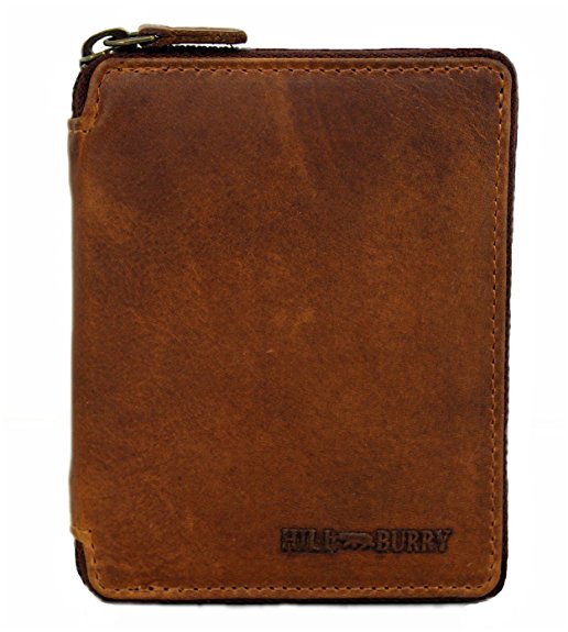 Genuine Leather Wallet for Men Women Handmade Bifold Wallets ID Card Holder with coin pocket Zipper Detroit