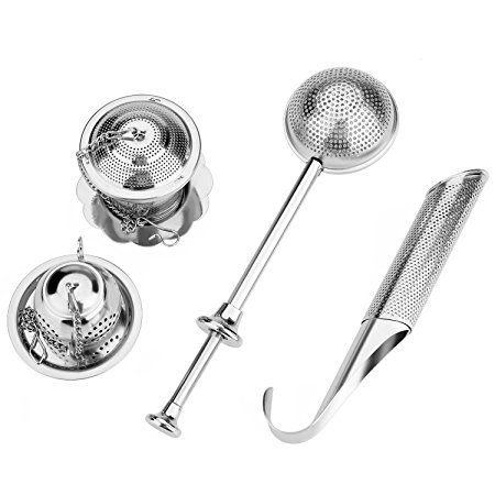 Soledi Tea Infuser Tea Strainer Loose Leaf Tea Infuser 4 Pack Stainless Steel Perfect for Single Serve Cup, Mug or Teapot