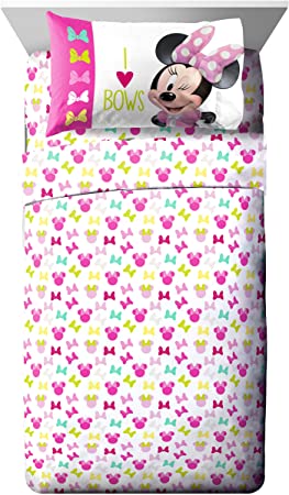 Jay Franco Disney Minnie Mouse Bigger Bow 3 Piece Twin Sheet Set