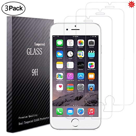 iPhone 6S Screen Protector, 3 Pack BRIGHTSHOW iPhone 6S Tempered Glass Screen Protector for Apple iPhone 6, iPhone 6S