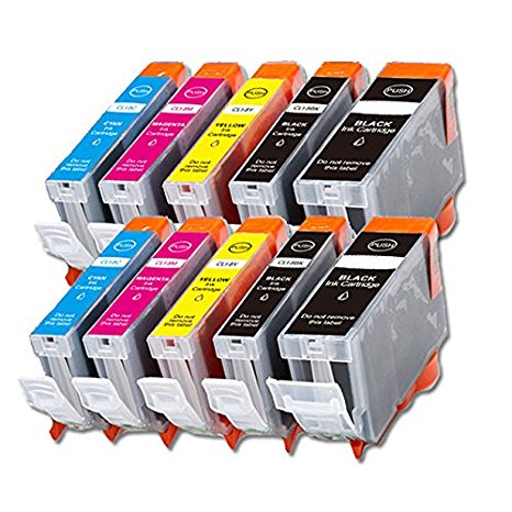 PrintOxe™ Compatible 10 Ink Cartridges Replacement for PGI-5 & CLI-8 With New Chips PGI5 & CLI8 ; 2 Large BK (PGI-5) and 2 PhotoBK, 2 Cyan, 2 Magenta, & 2 Yellow CLI-8 . for use in PIXMA Printers: iP4200 , iP4300 , iP4500 , iP5200 , iP5200R , MP500 , MP530 , & MP600 . Exclusively sold by PanContient