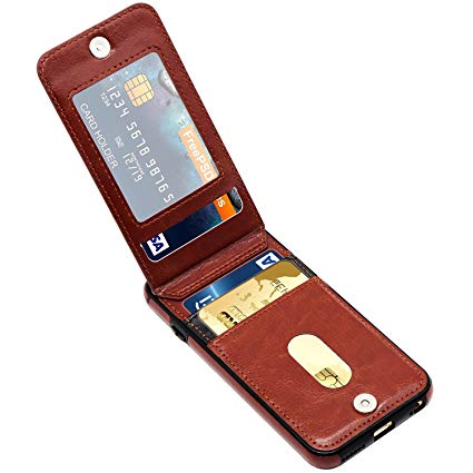 iPhone 6S Plus Case, iPhone 6S Plus Wallet Case, LuckyBaby Premium Leather iPhone 6 Plus Case with Card holders Folio Flip Shock-Absorbing Protective Case for iPhone 6 Plus, iPhone 6S Plus - Brown