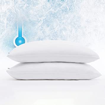 SERTA Power Chill Cooling Stain Resistant Hypoallergenic Pillowcase Protector with Zipper (2 Pack), King, White