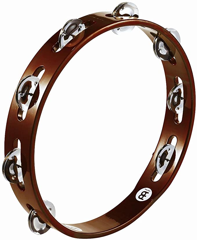 Meinl Percussion TA1AB Traditional 10-Inch Wood Tambourine with Single Row Steel Jingles