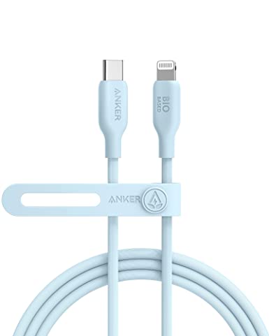 Anker USB-C to Lightning Cable, Anker 541 Cable (Misty Blue, 6ft), MFi Certified, Bio-Based Fast Charging Cable for iPhone 13 13 Pro 12 11 X XS XR 8 Plus (Charger Not Included)