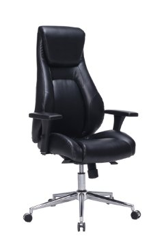 VIVA OFFICE Deluxe Thick Padded High Back Bonded Leather Office Chair with Adjustable Arms