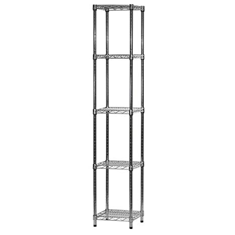 14"d x 14"w x 72"h Chrome Wire Shelving with 5 Shelves