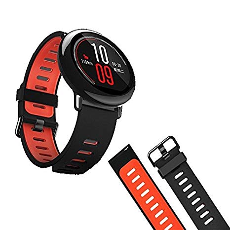 ACUTAS Silicone Replacement Band Strap For Xiaomi Amazfit Wristband (Black&Red)