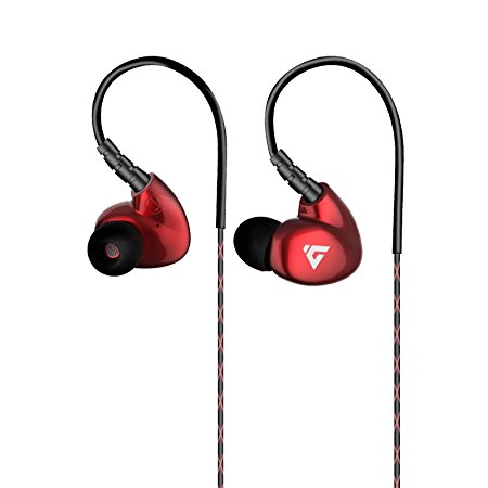 Headphones, Darkiron S1 Sports Earphones with Microphone Sweetproof Wired Earbuds Earphone for Running Exercising Gym with In-line Mic Control for Mp3/4 Players iPhone iPad iPod Mac Laptops and Andriod Smartphones (RED)