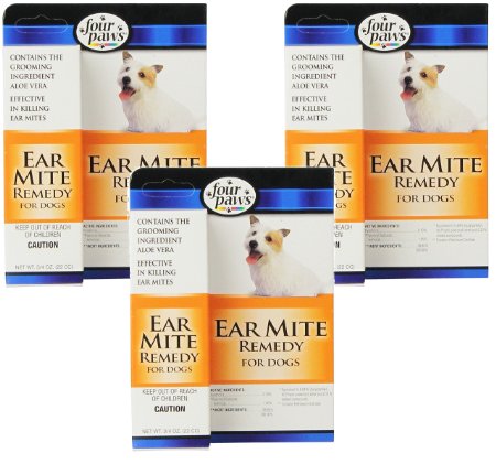 Four Paws Dog Ear Mite Remedy, 0.75oz Each (3 Pack)